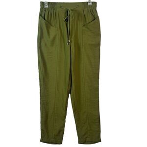 Zara Drawstring Jogger Pants Olive Green Pull On Size Medium